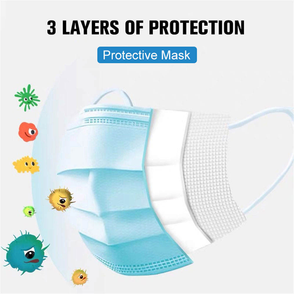 FFP2 , 3 Layer Disposable mask Non Woven Anti-dust Safe protetive (50  pieces) free shipping