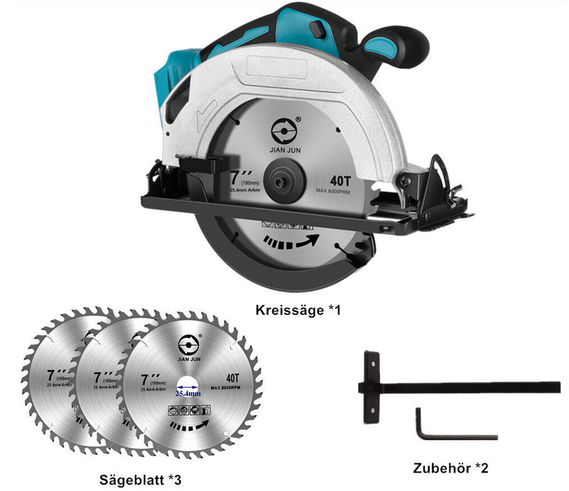 Bürstenlose Kreissäge. 7-Zoll-Handkreissäge